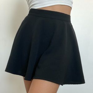 Black solid skater skirt